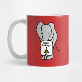 Christmas Elephant says Happy Holidays Mug